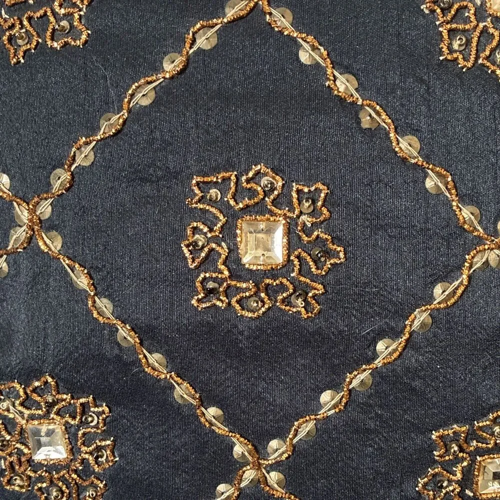 Borgata Black/Gold Geometric Embroidered Square Decorative Pillow Tassels